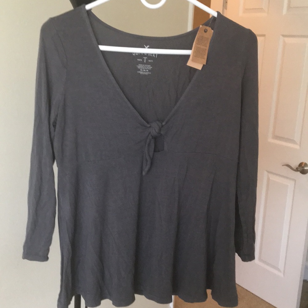 Grey women's blouse; soft and very comfortable